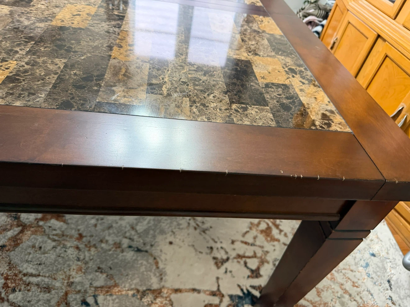 Faux Marble and Wood Dining Table - photo 2