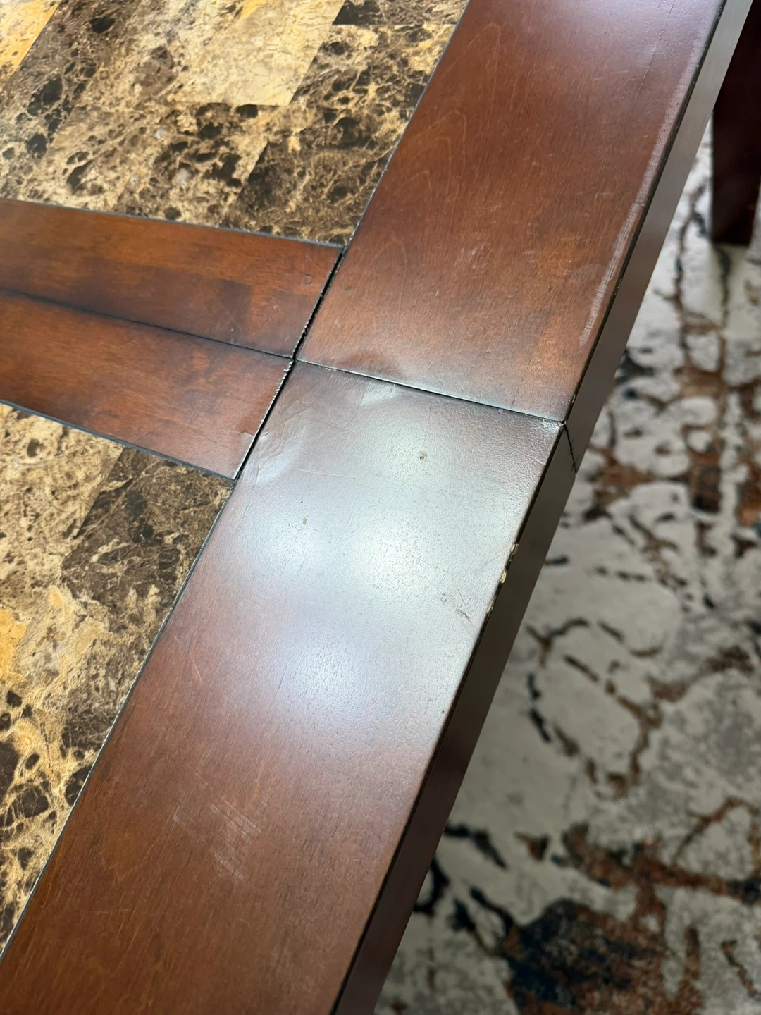 Faux Marble and Wood Dining Table - photo 5