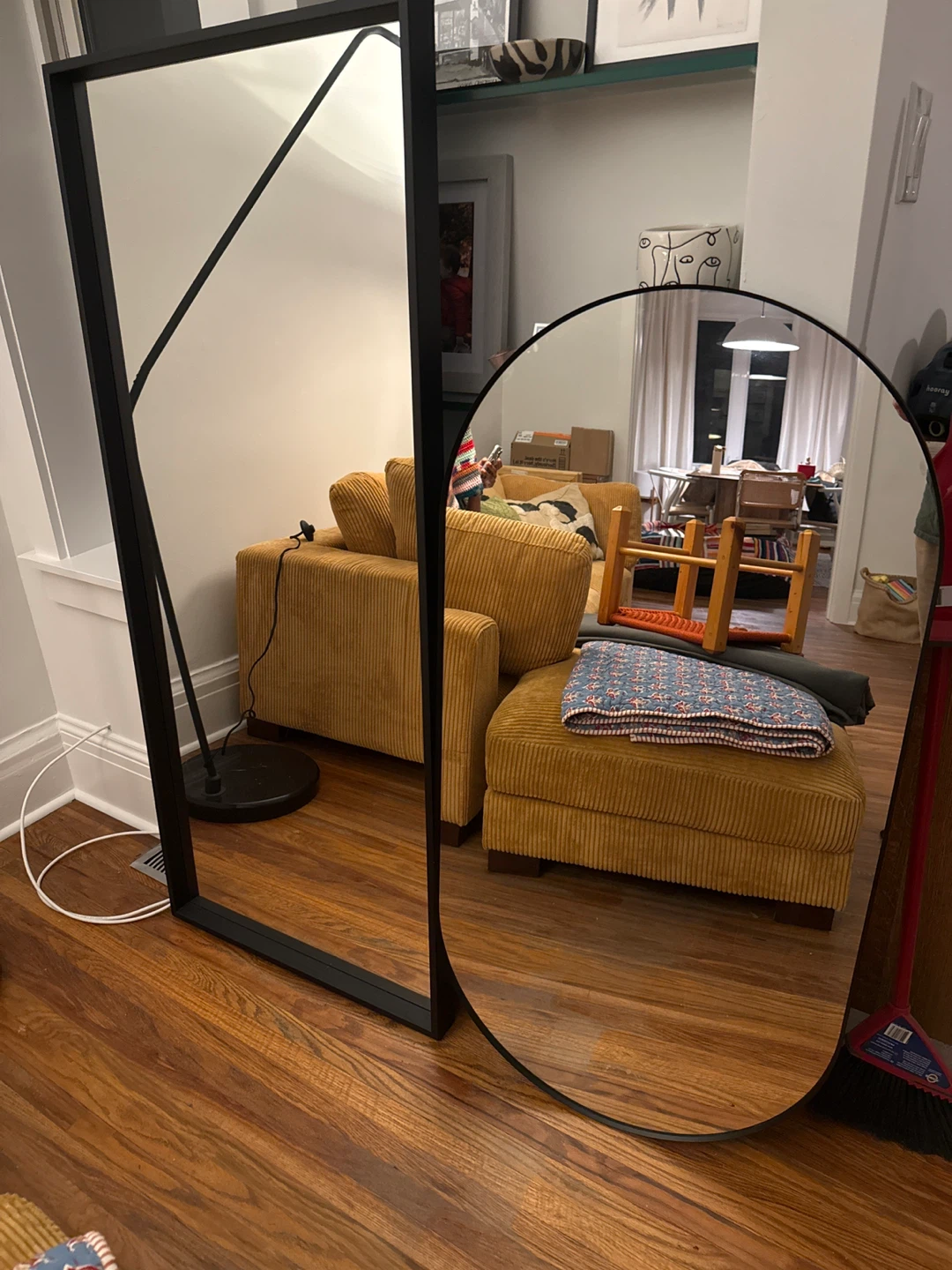 Full length and oval ended mirrors