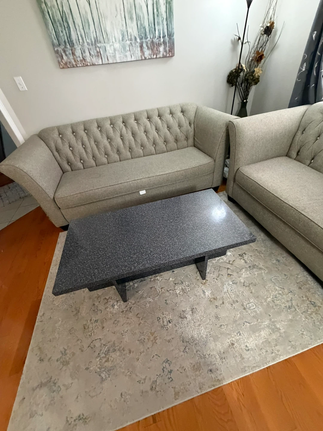 Tufted sofa set 3+2 used - photo 2