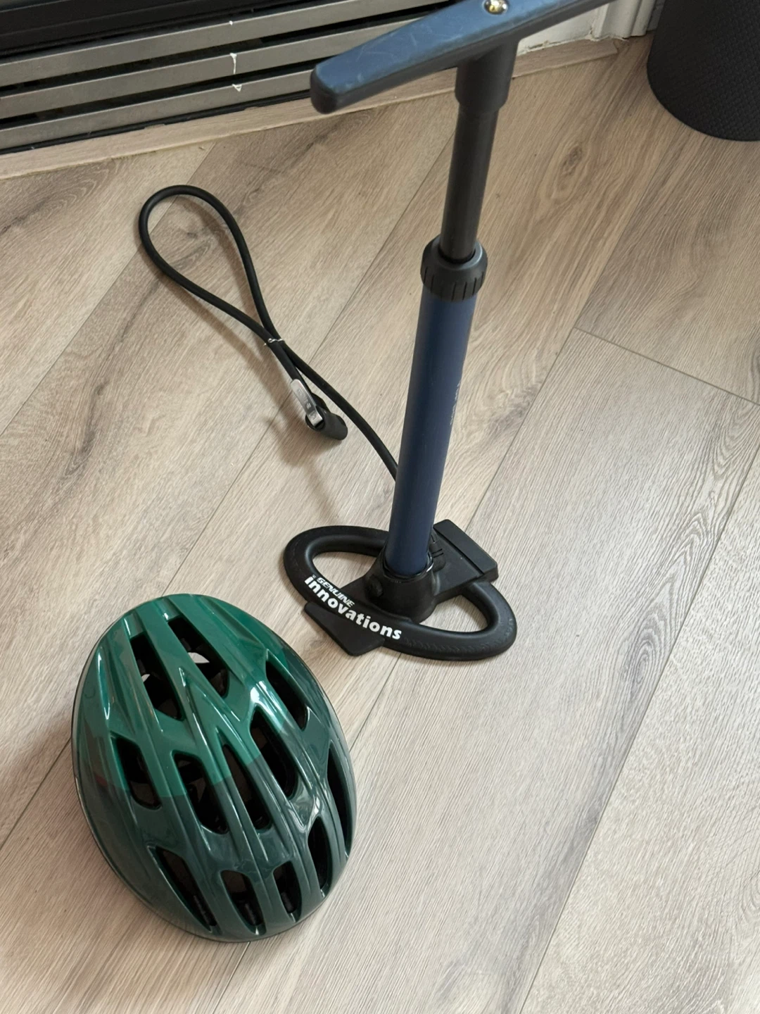 Supercycle Helmet and Genuine Innovations Floor Pump
