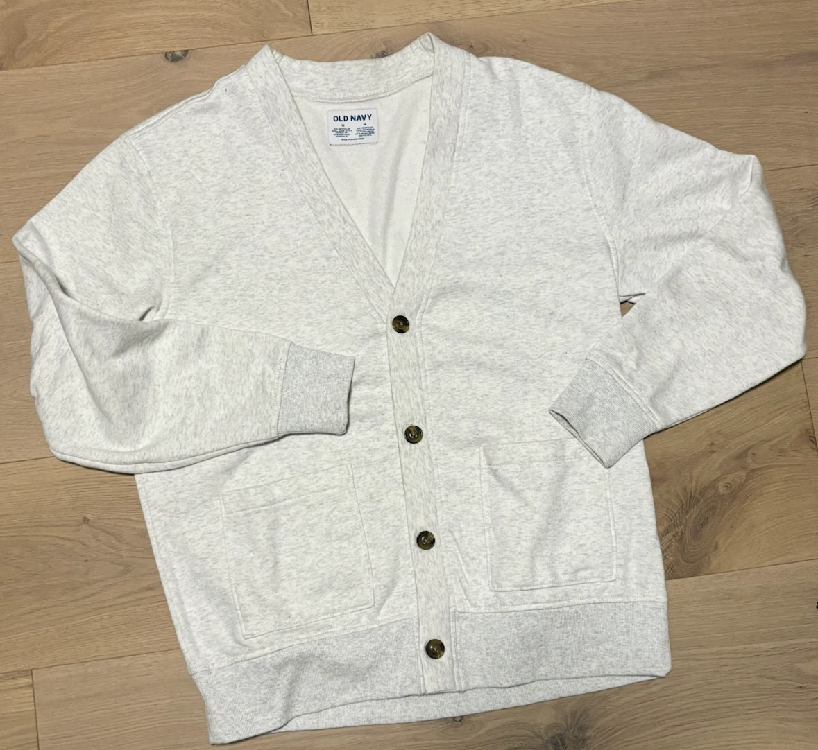Men’s Old Navy Fleece Cardigan, Oatmeal - Size M - photo 2