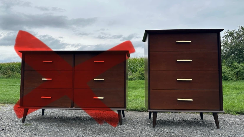 Vintage MCM Walnut Tall Dresser (CAN DELIVER)