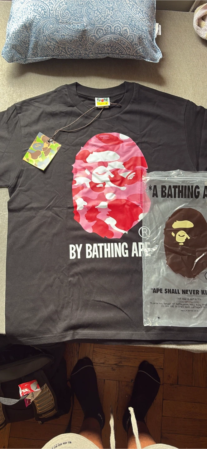 A Bathing Ape Bape Camo Logo T-Shirt Black - photo 2