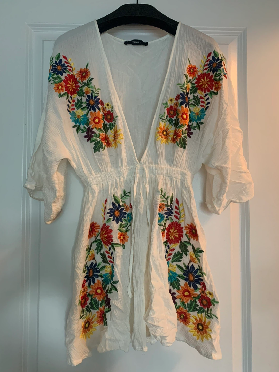 Forever 21 White Floral Embroidered Romper