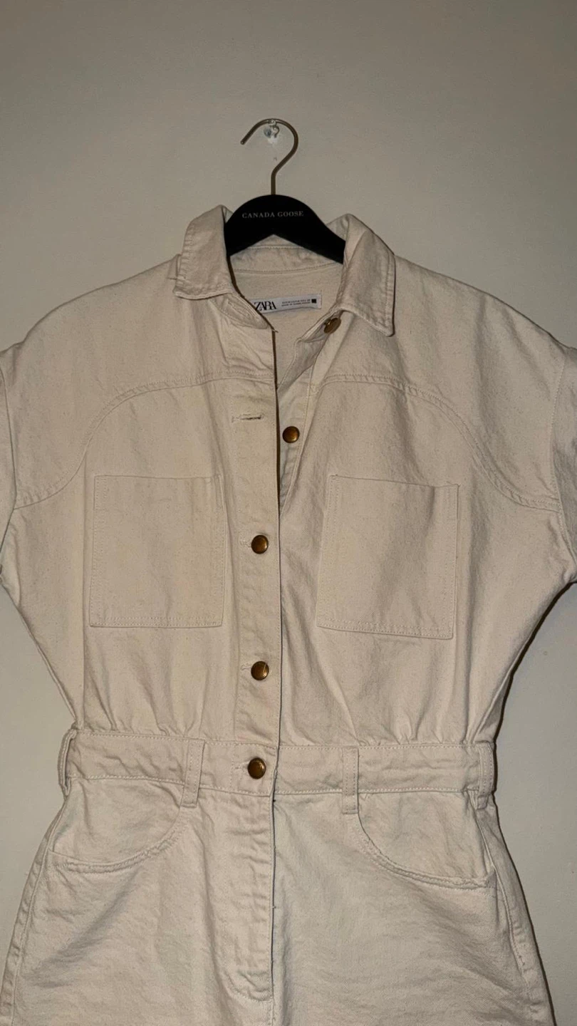 ZARA Cream Denim Romper - photo 3