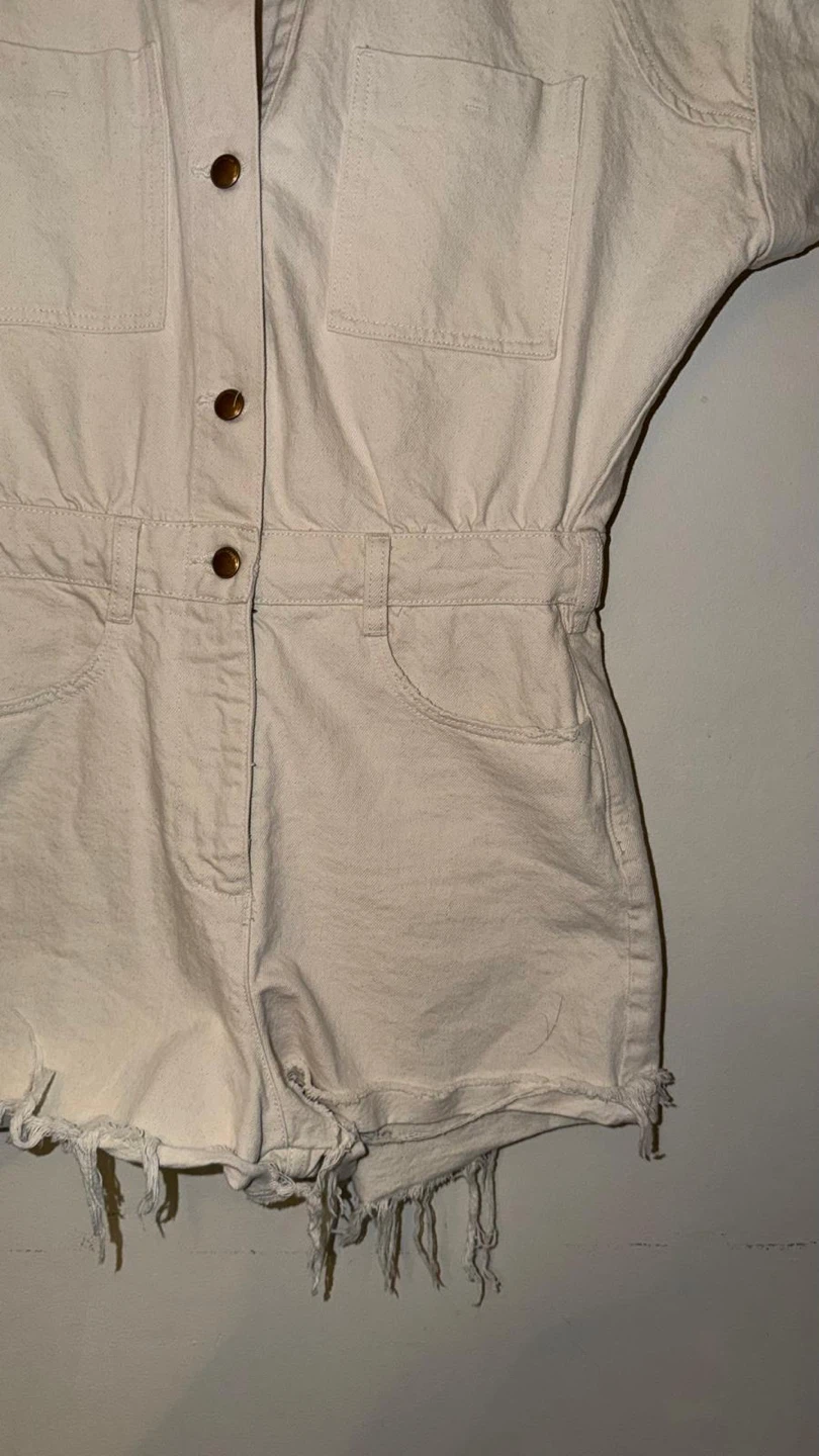 ZARA Cream Denim Romper - photo 4