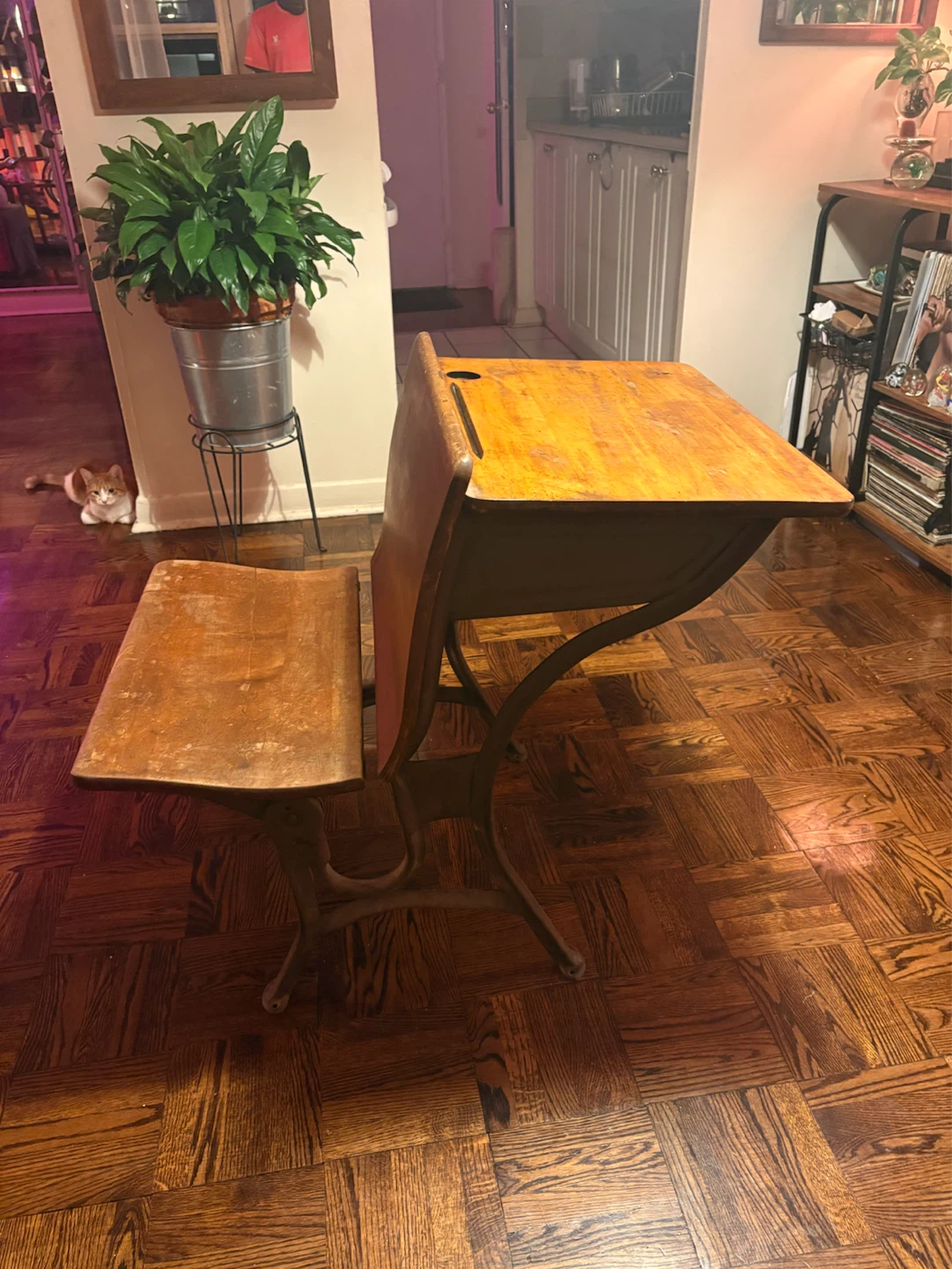 Vintage Wooden School Desk - photo 2