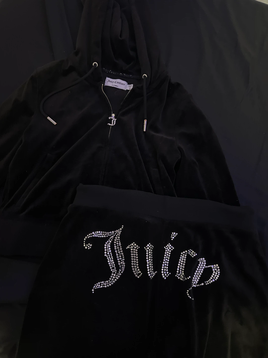 Juicy Couture Black Velour Tracksuit Set
