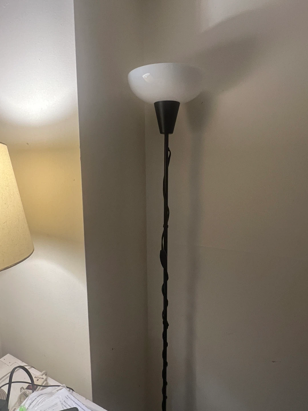 Black Floor Lamp with Glass Shade - photo 2