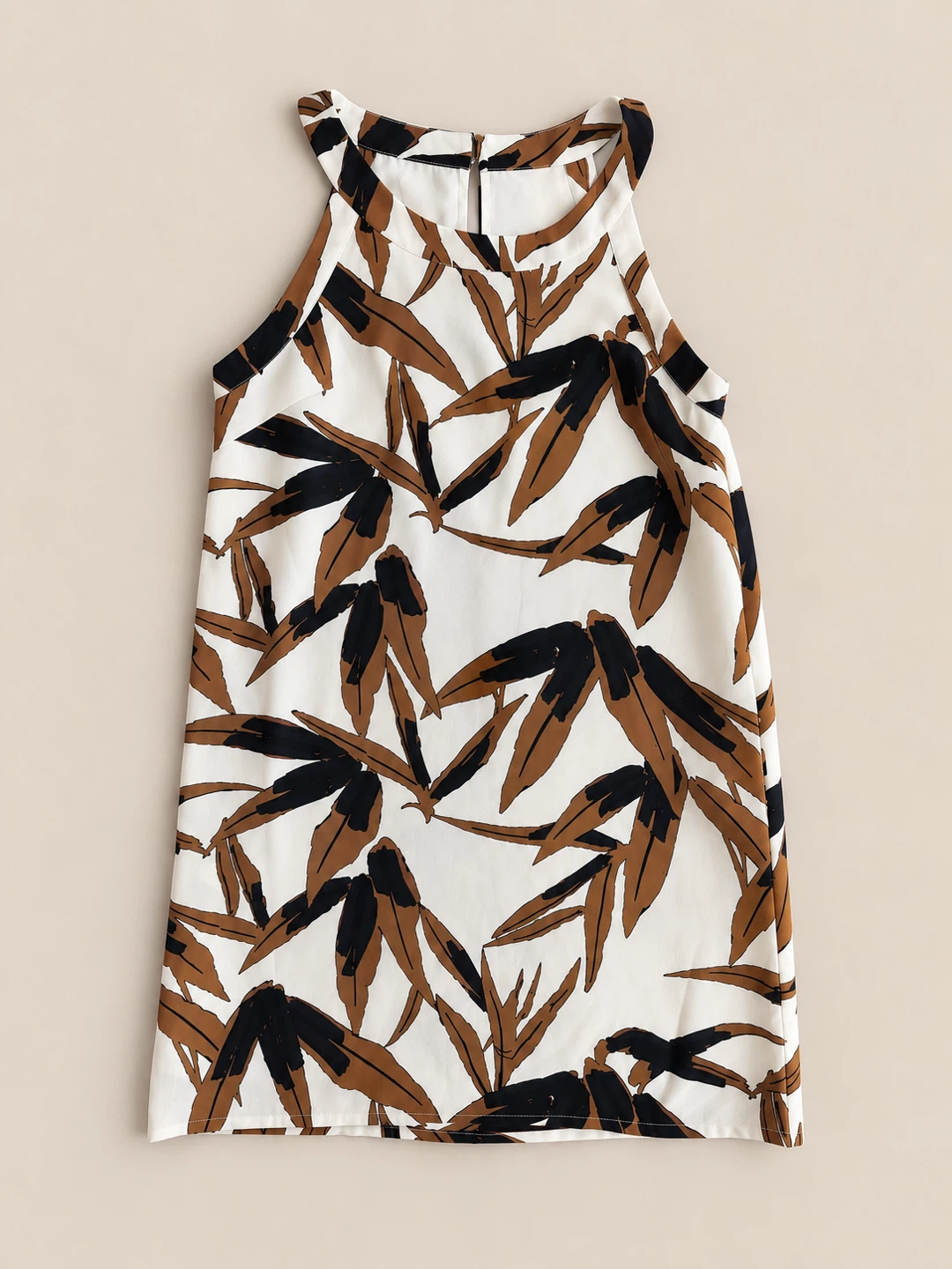 Sleeveless Leaf Print Halter dress