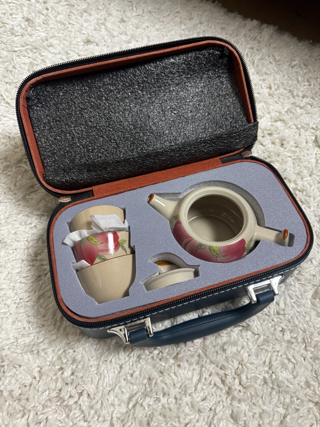 Portable Peach Design Tea Set