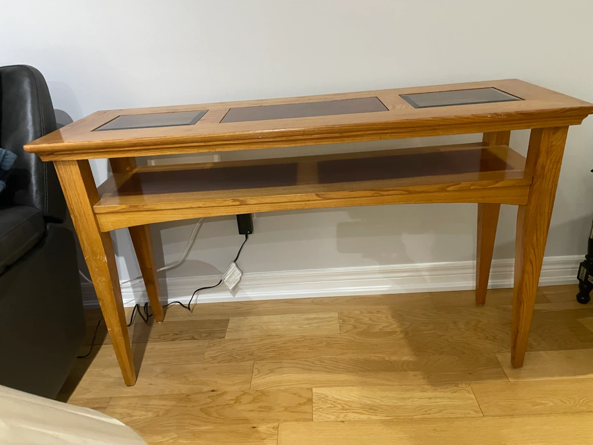 Oak Console Table with Glass Inserts from Leons - photo 2