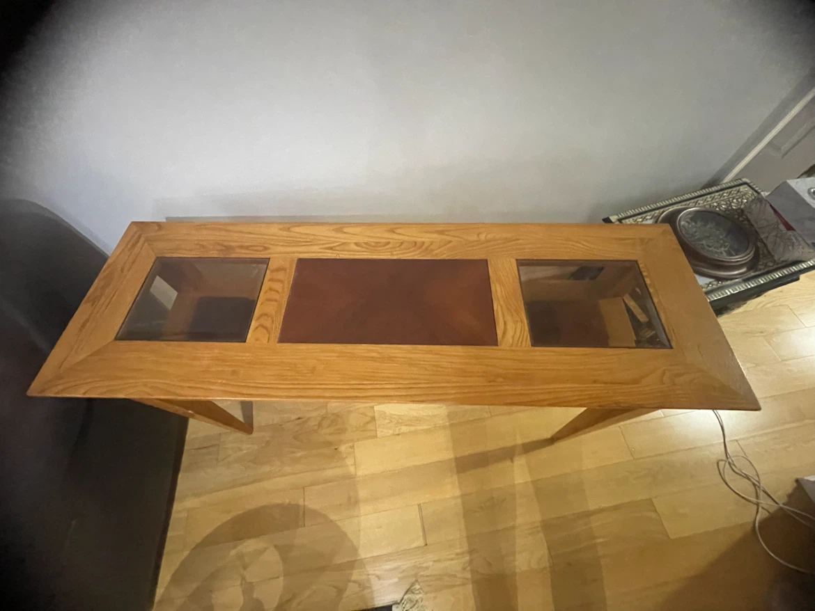 Oak Console Table with Glass Inserts from Leons - photo 4