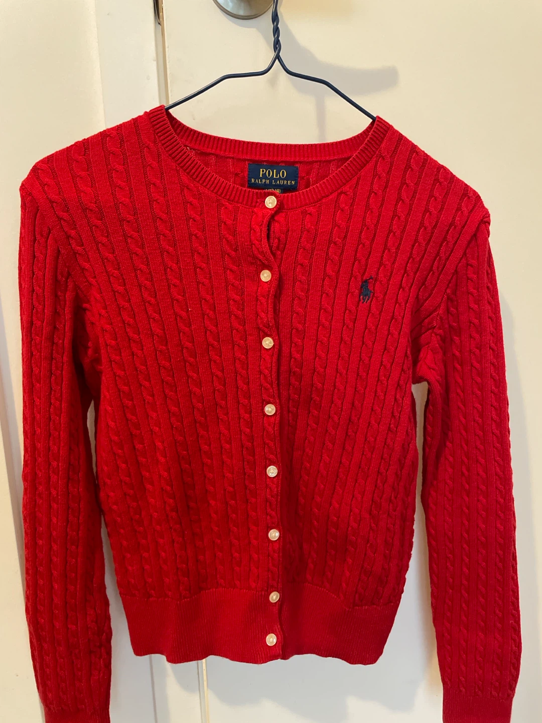 Polo Ralph Lauren Red Cable-Knit Cardigan Size L