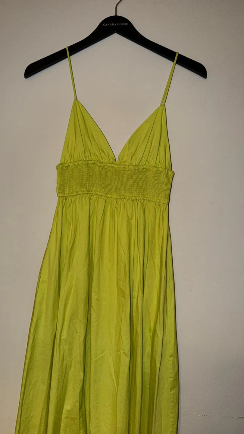 Zara Lime Green Smocked Midi Dress - photo 3
