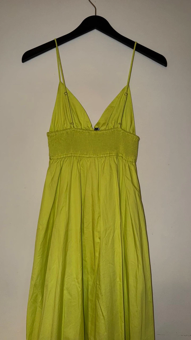 Zara Lime Green Smocked Midi Dress - photo 2