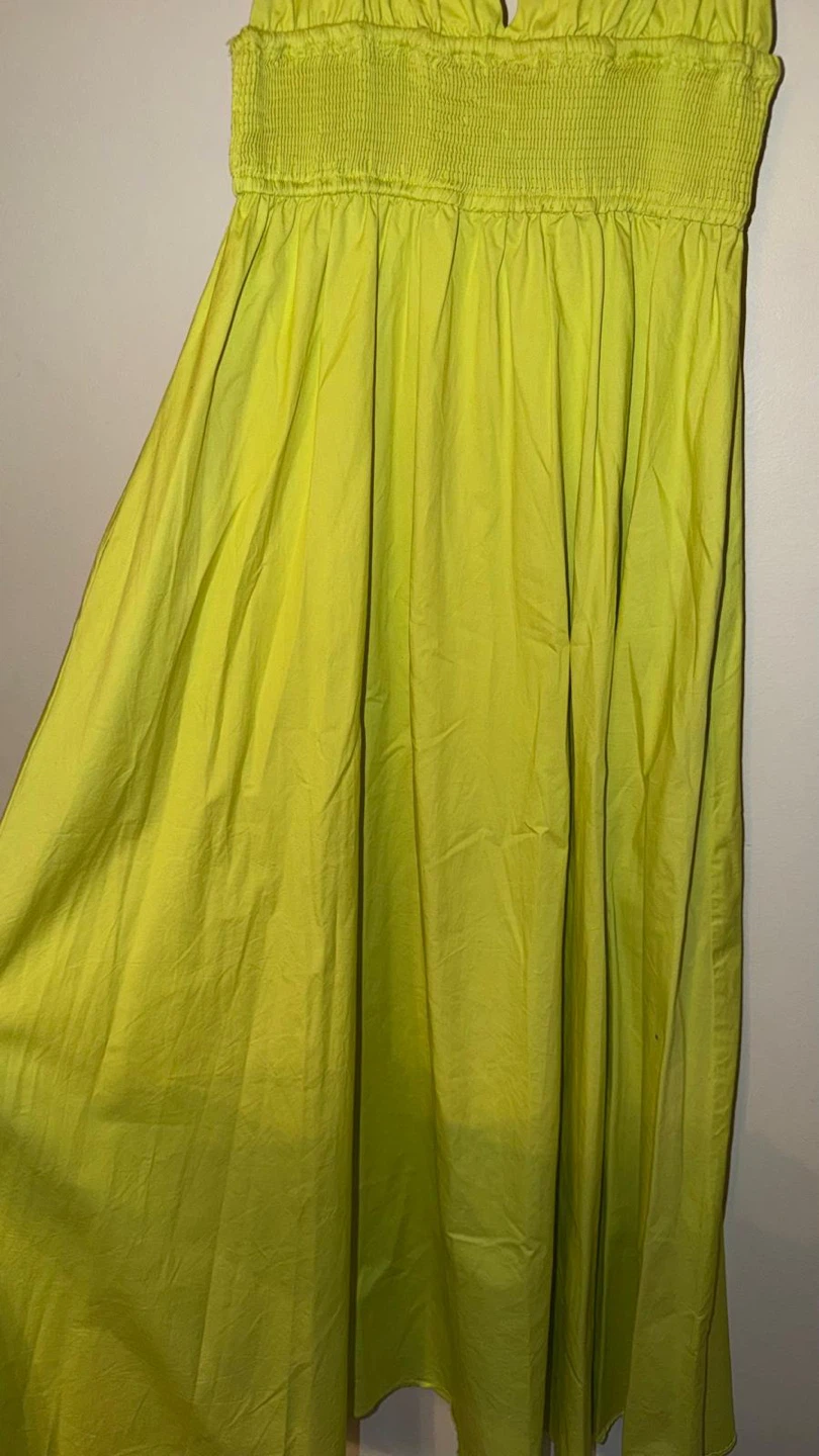 Zara Lime Green Smocked Midi Dress - photo 4