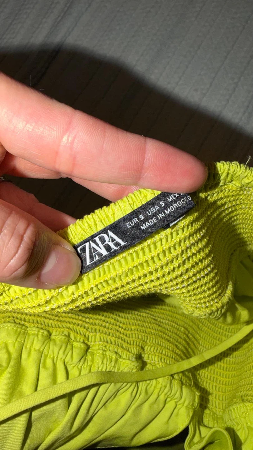Zara Lime Green Smocked Midi Dress