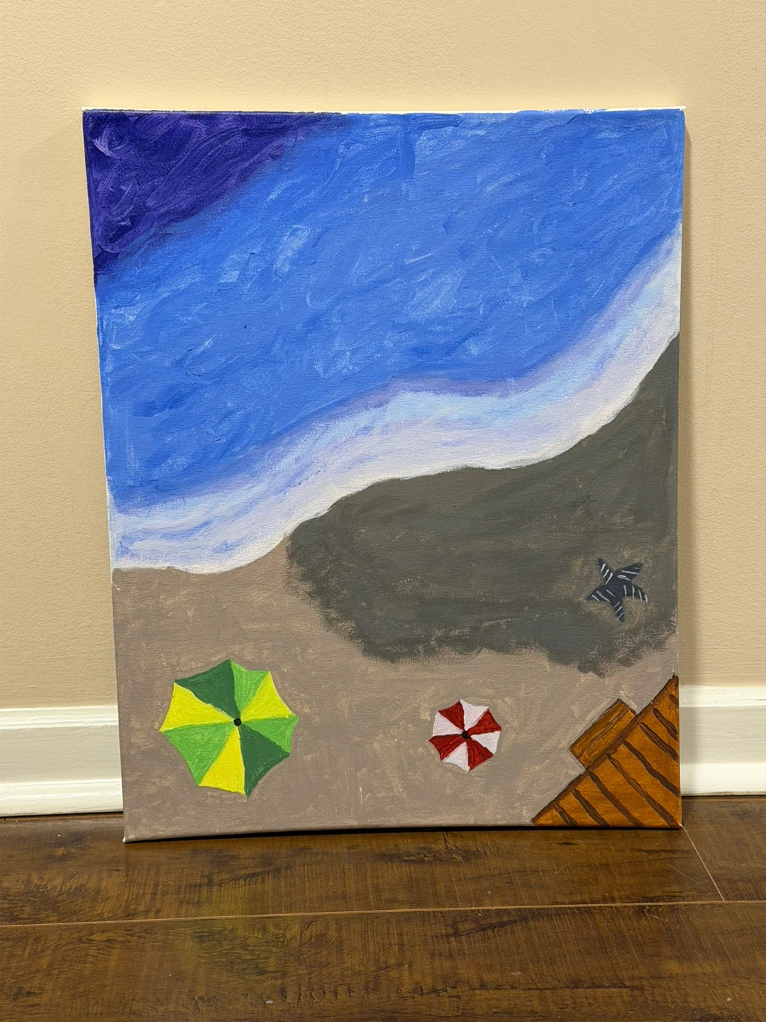 Original Beach Painting - Beach Umbrellas Art - 16x20