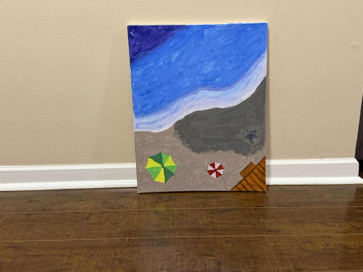 Original Beach Painting - Beach Umbrellas Art - 16x20 - photo 2