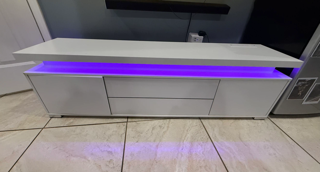 Modern LED White TV Stand