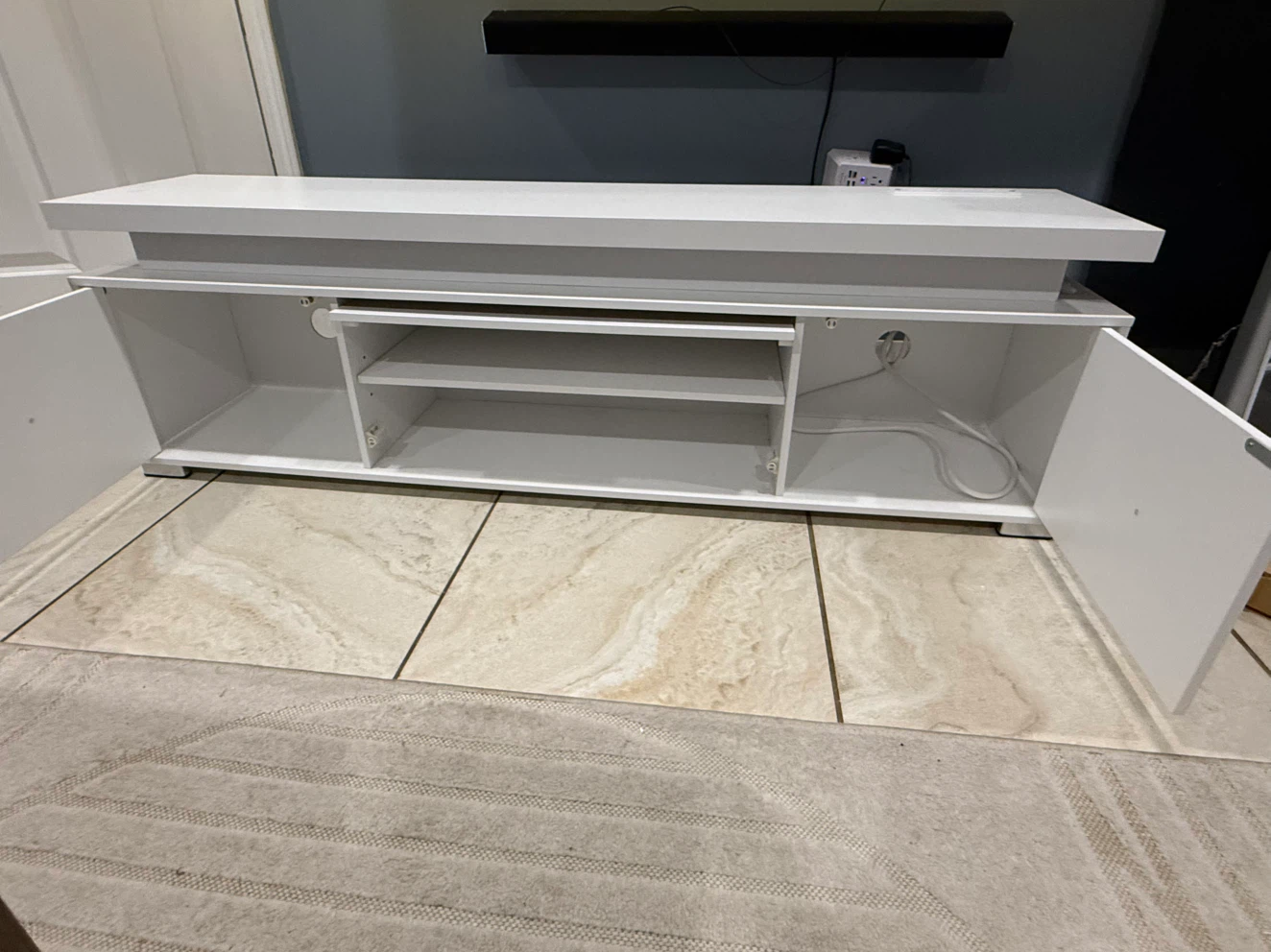 Modern LED White TV Stand - photo 3