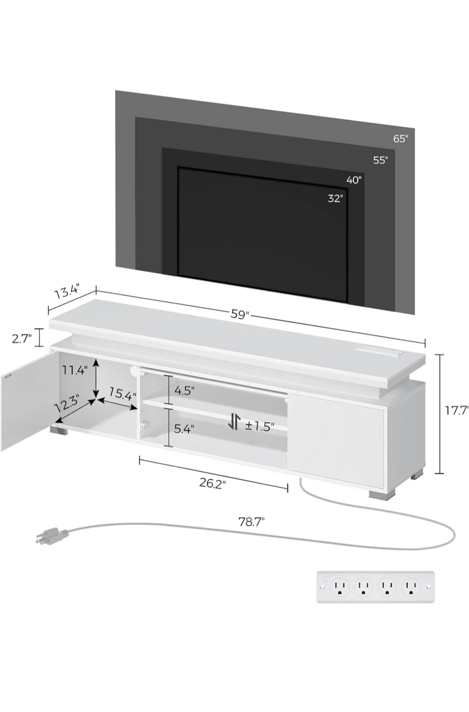 Modern LED White TV Stand - photo 4