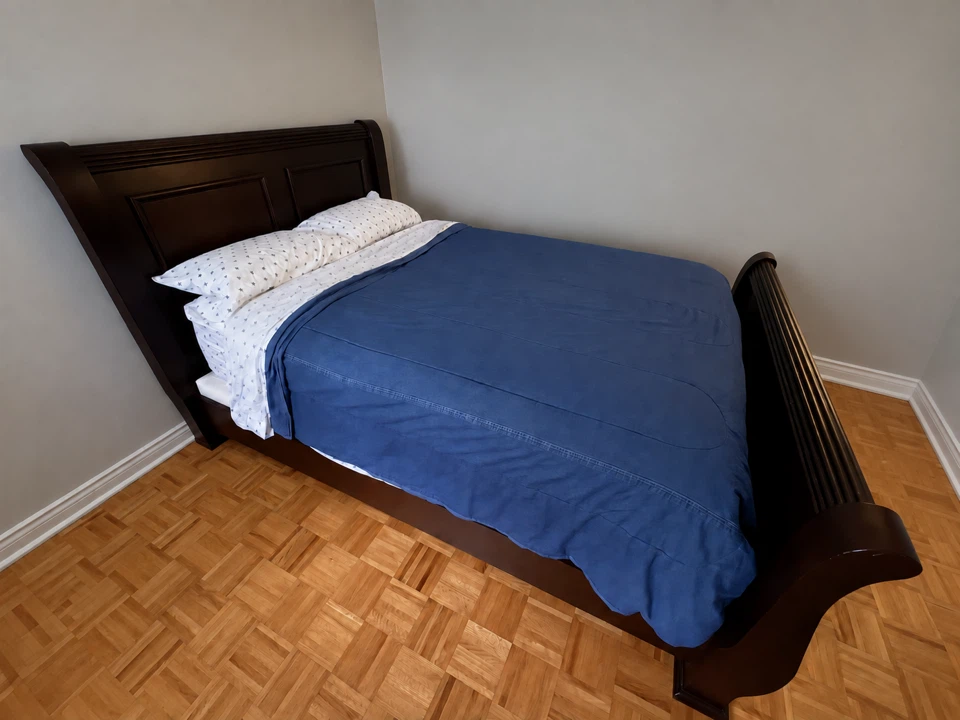 Dark Wood Sleigh Bed Frame