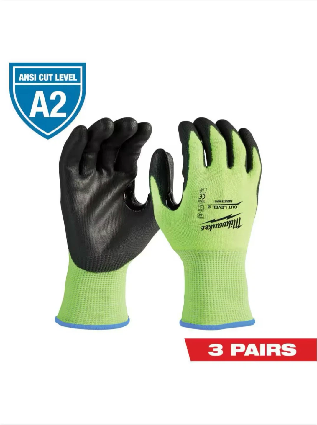 Milwaukee High Visibility Cut Resistant Gloves (3 Pairs) X 2 - photo 2