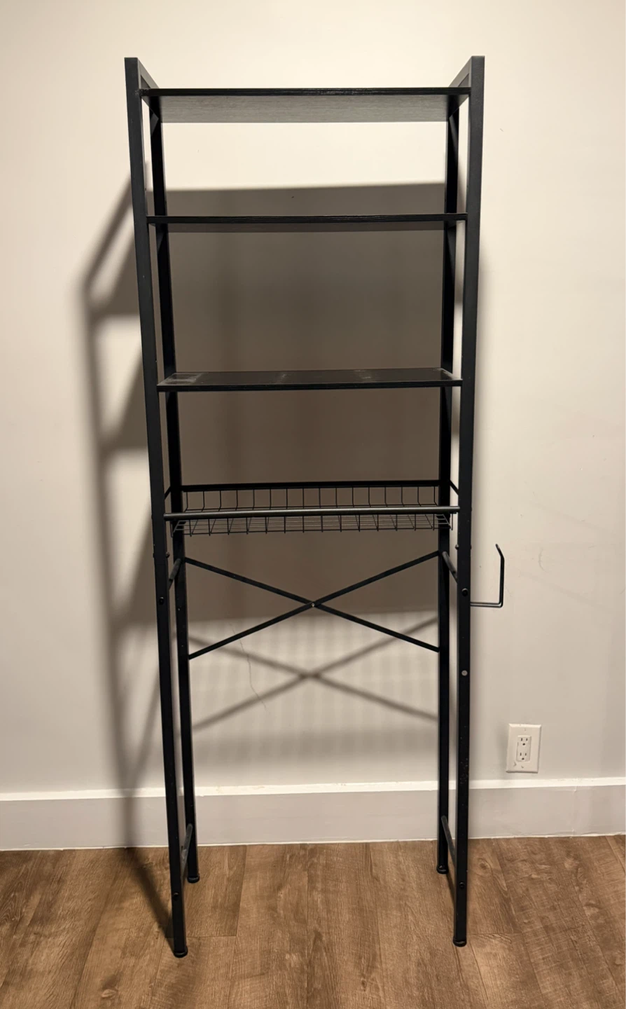 Black Metal Over-the-Toilet Storage Shelf