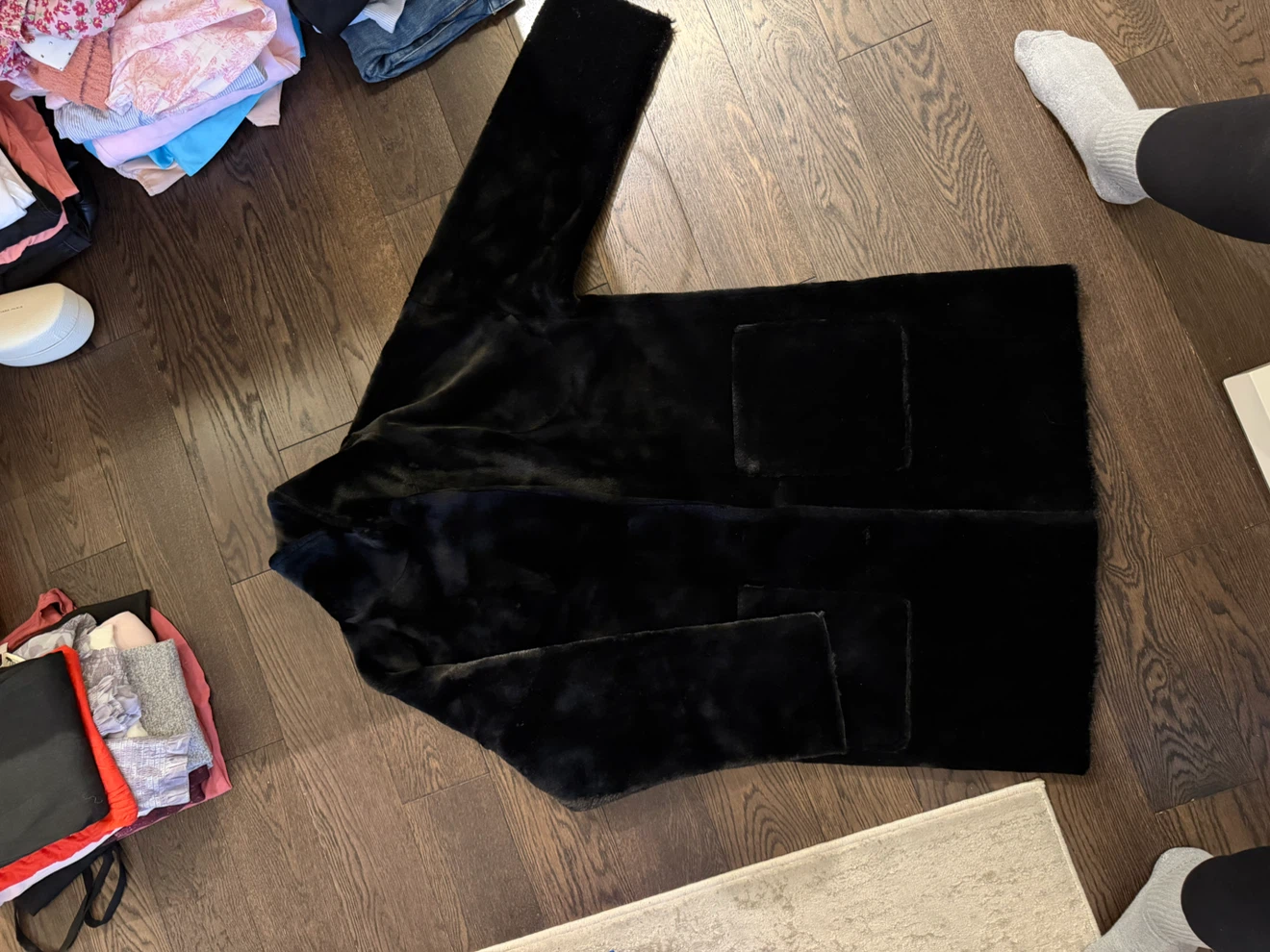 Zara Black Faux Fur Coat Size L