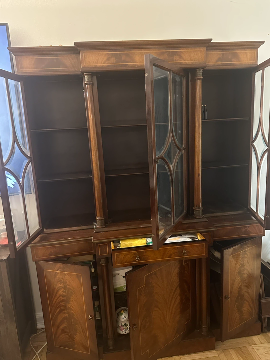 Traditional Wood China Cabinet with Glass Doors - photo 2