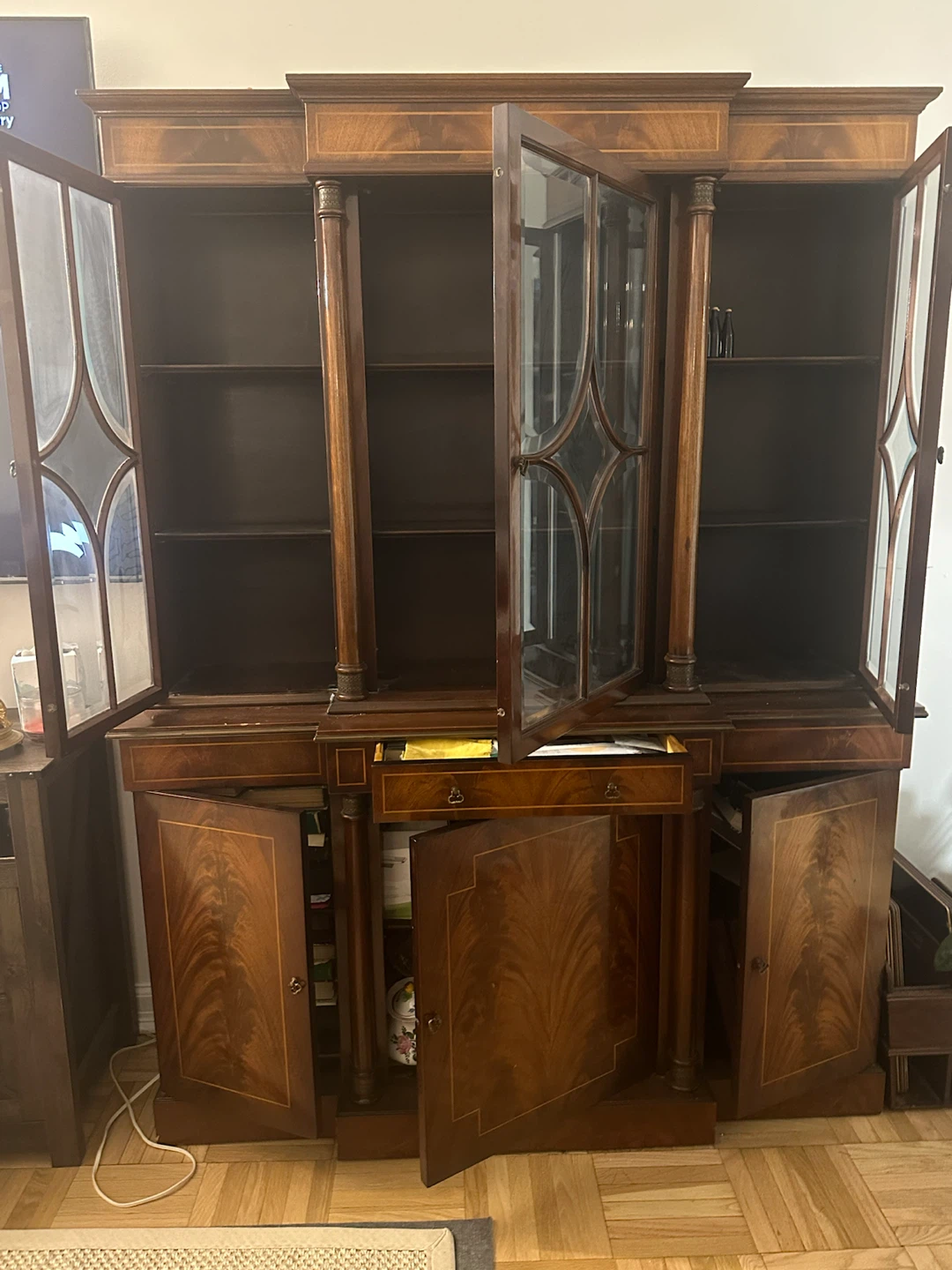 Traditional Wood China Cabinet with Glass Doors - photo 3