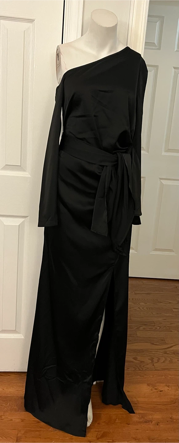 Black One-Shoulder Maxi Dress - photo 2