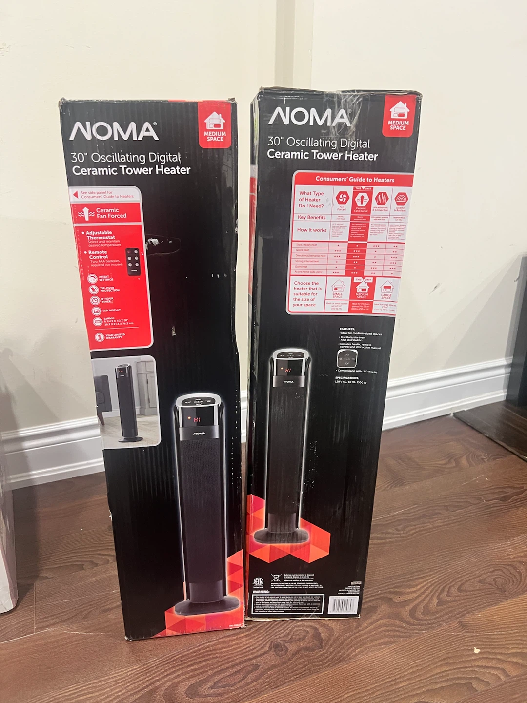 NOMA 30" Oscillating Digital Ceramic Tower Heaters