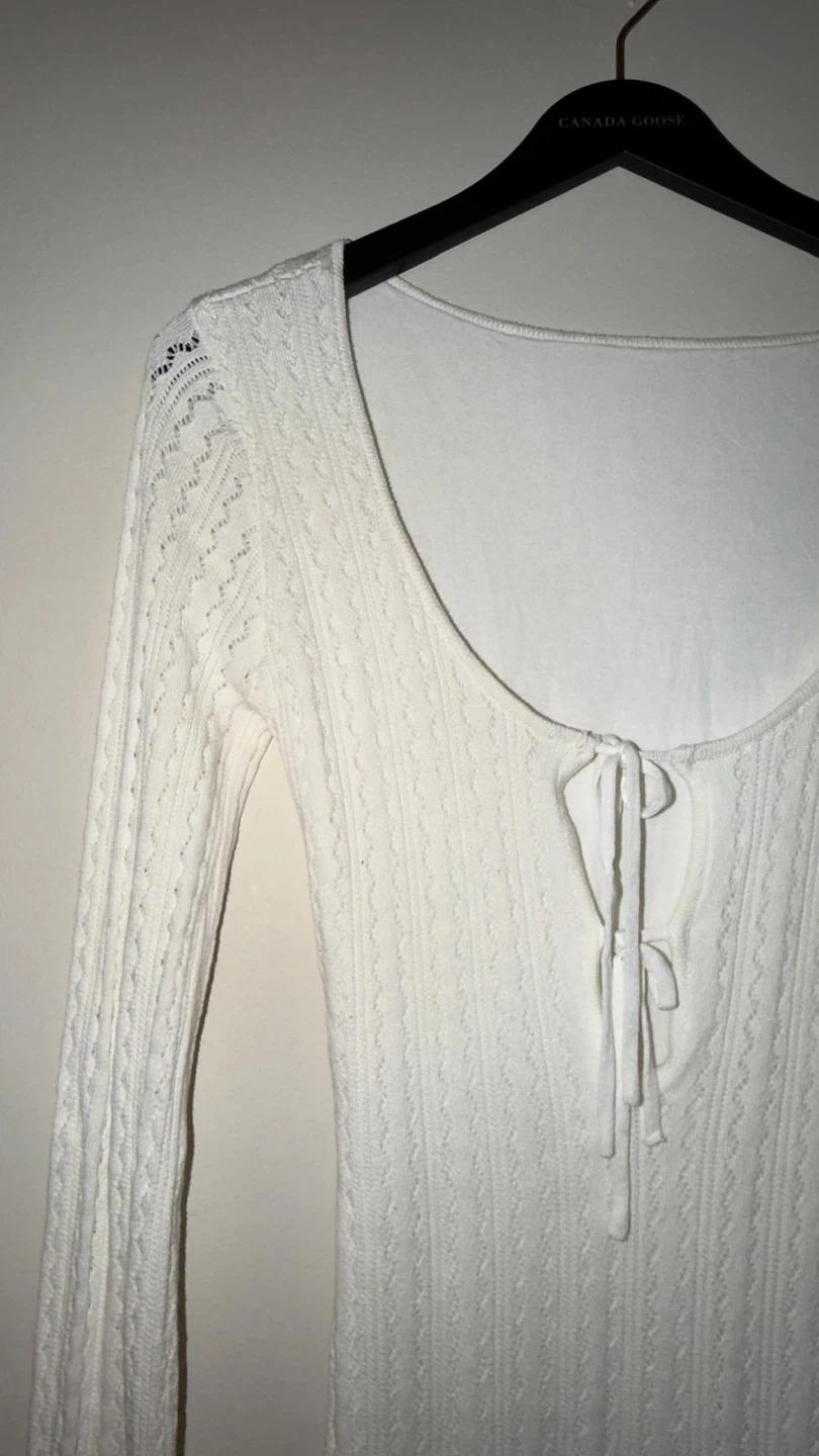 White Long Sleeve Knit Dress - photo 2