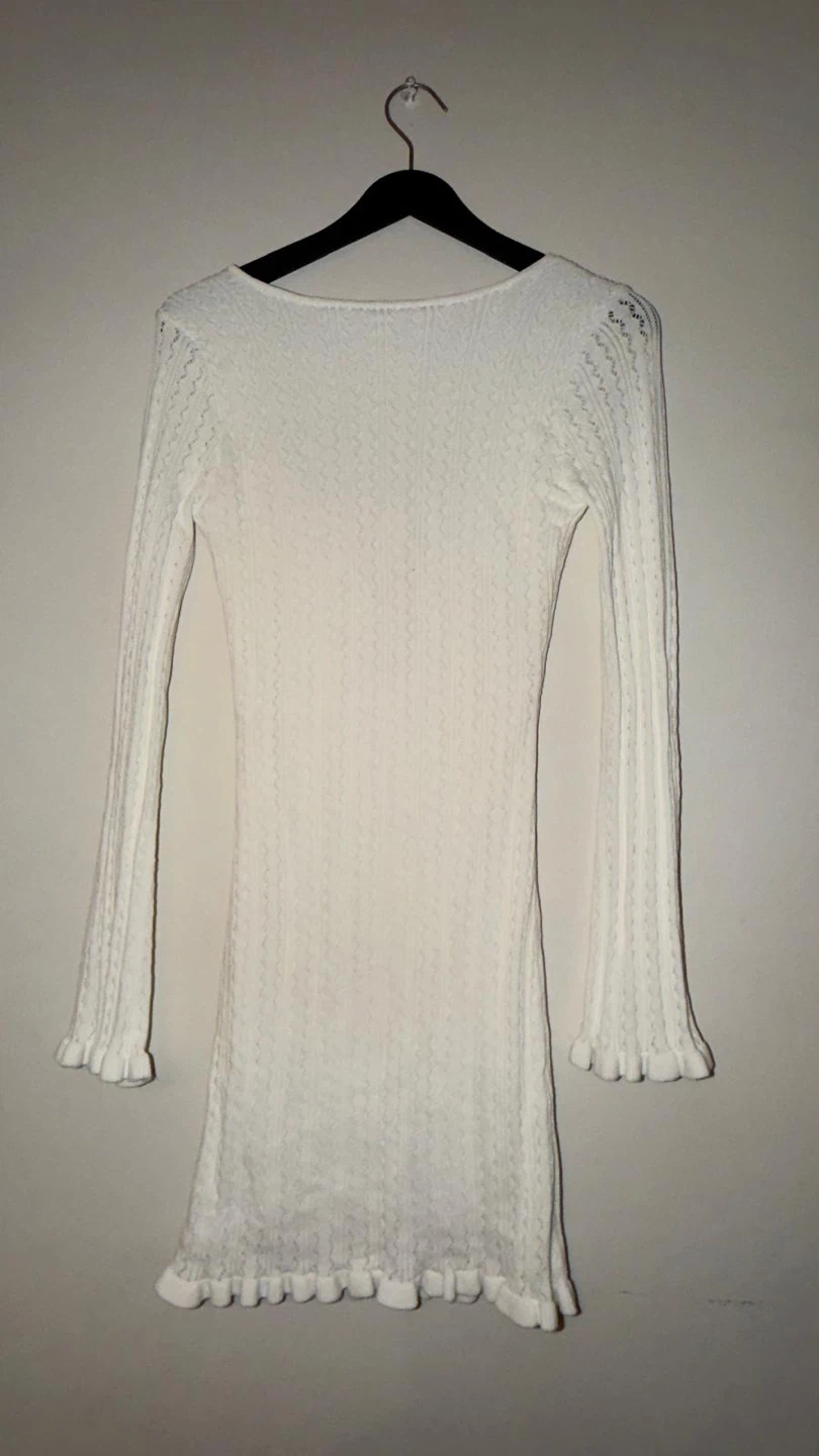 White Long Sleeve Knit Dress - photo 3