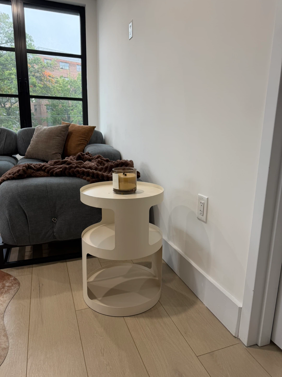 Modern Cream Metal Side Table