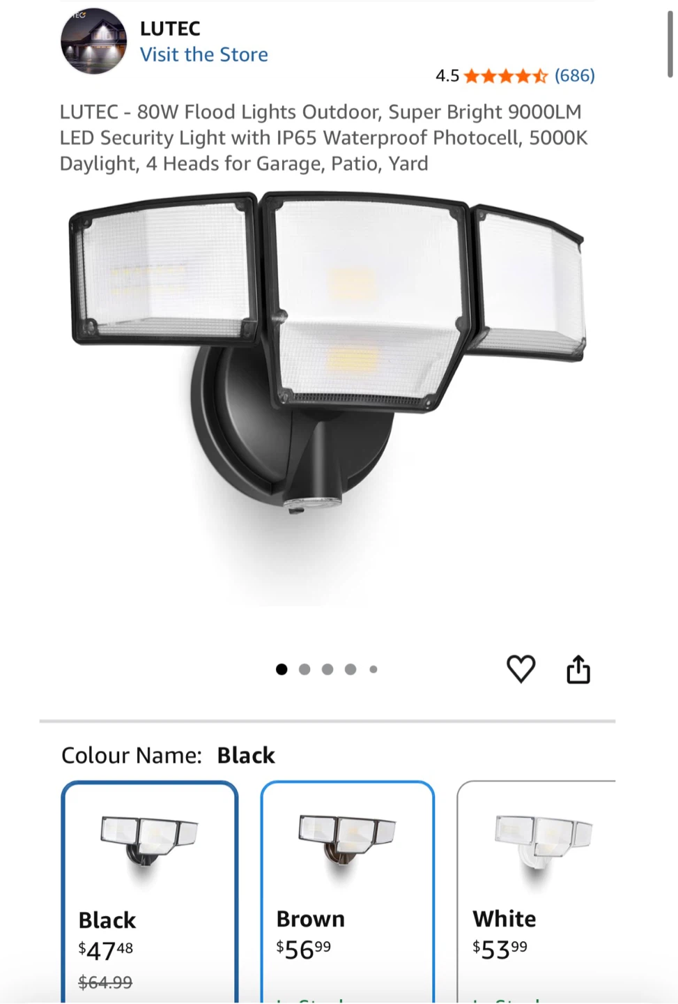 NEW - LUTEC 80W LED Outdoor Flood Light