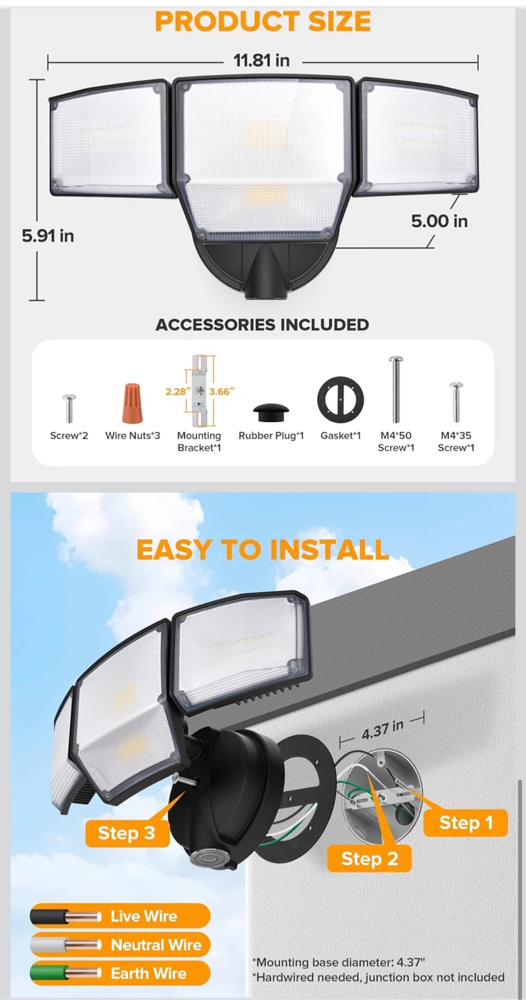 NEW - LUTEC 80W LED Outdoor Flood Light - photo 5