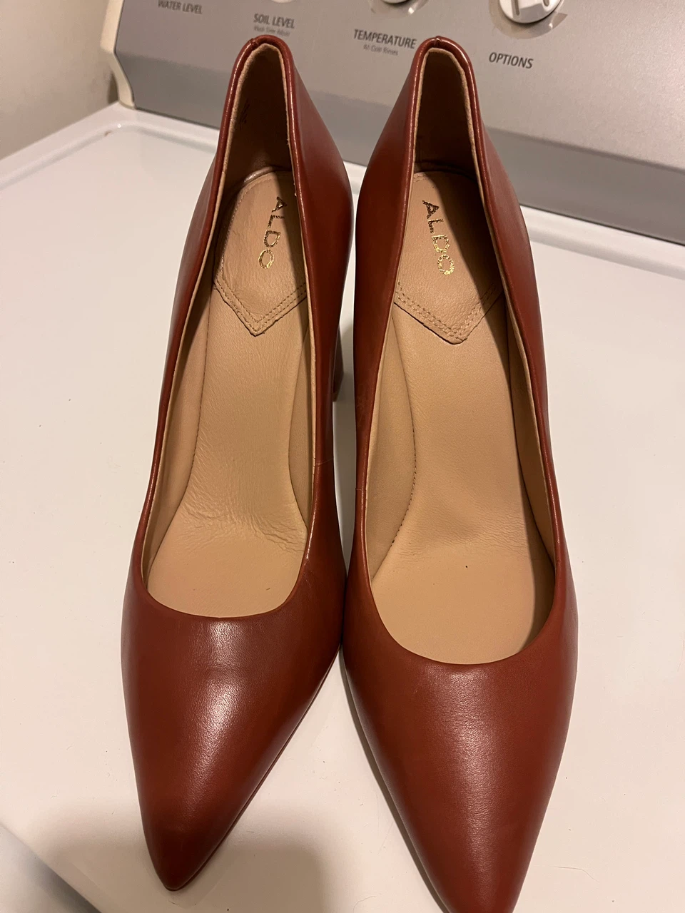 ALDO Brown Block Heel Pumps