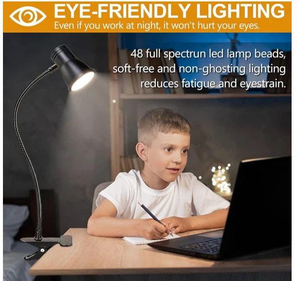 Set of two black clip-on LED desk lamps - photo 3