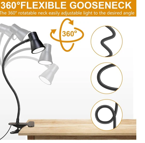 Set of two black clip-on LED desk lamps - photo 4