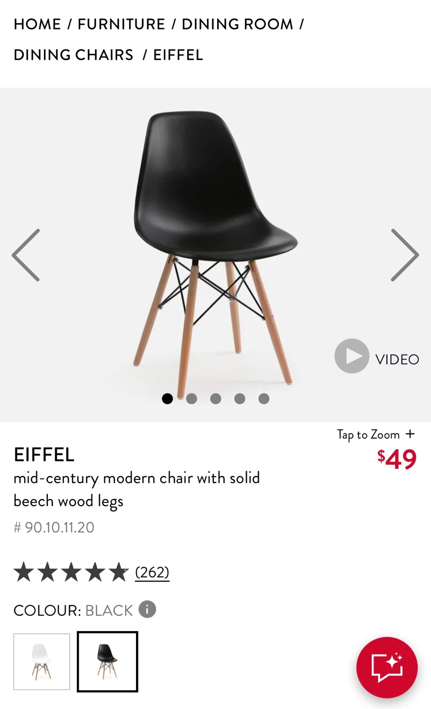 Eiffel Mid-Century Modern Chairs in Black