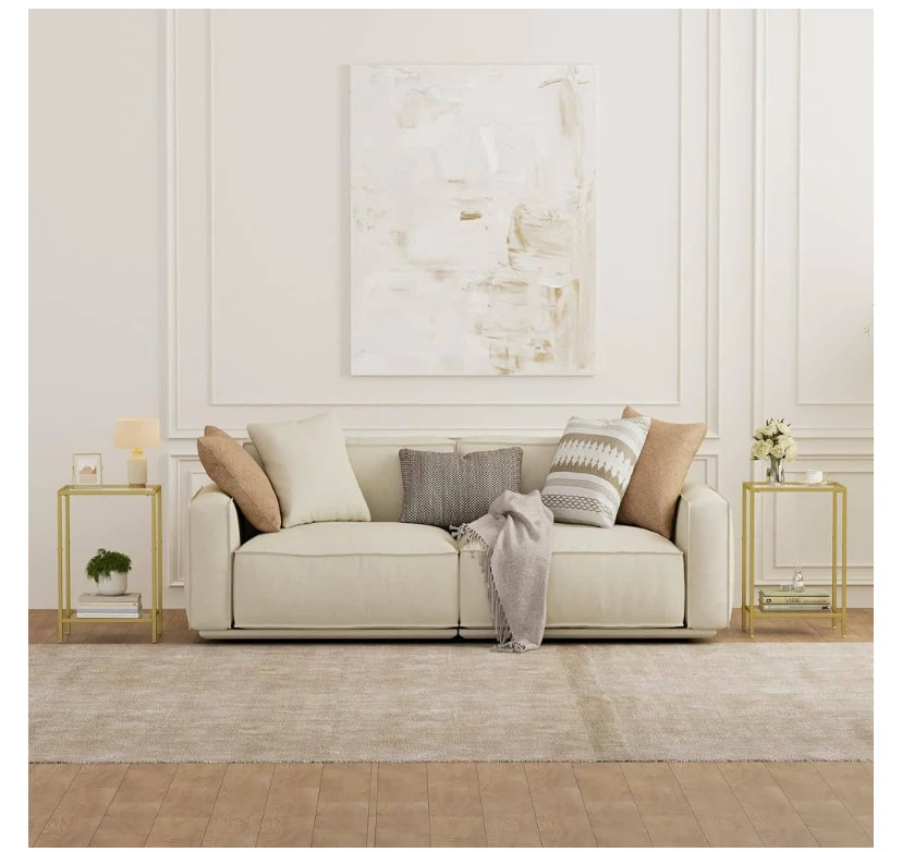 Set of 2 Gold Glass Side Tables - photo 4