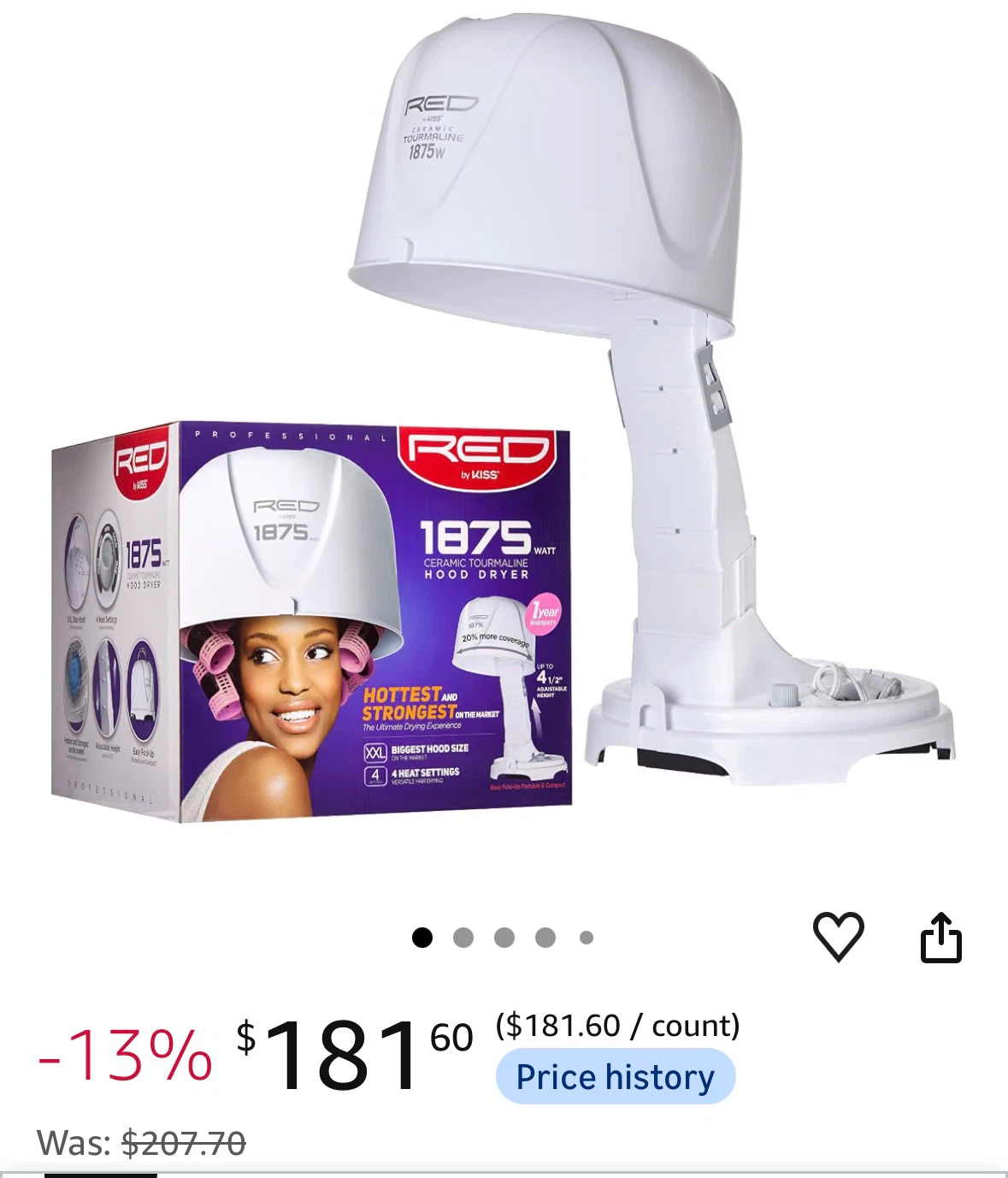 Red by Kiss 1875W Ceramic Hood Dryer - photo 5