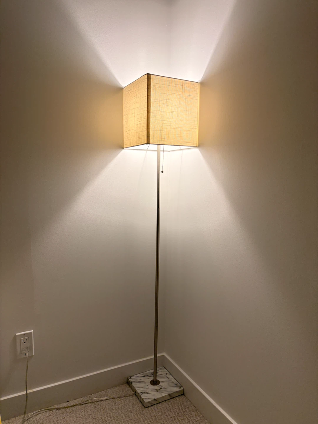 Square Shade Floor Lamp with Marble Base
