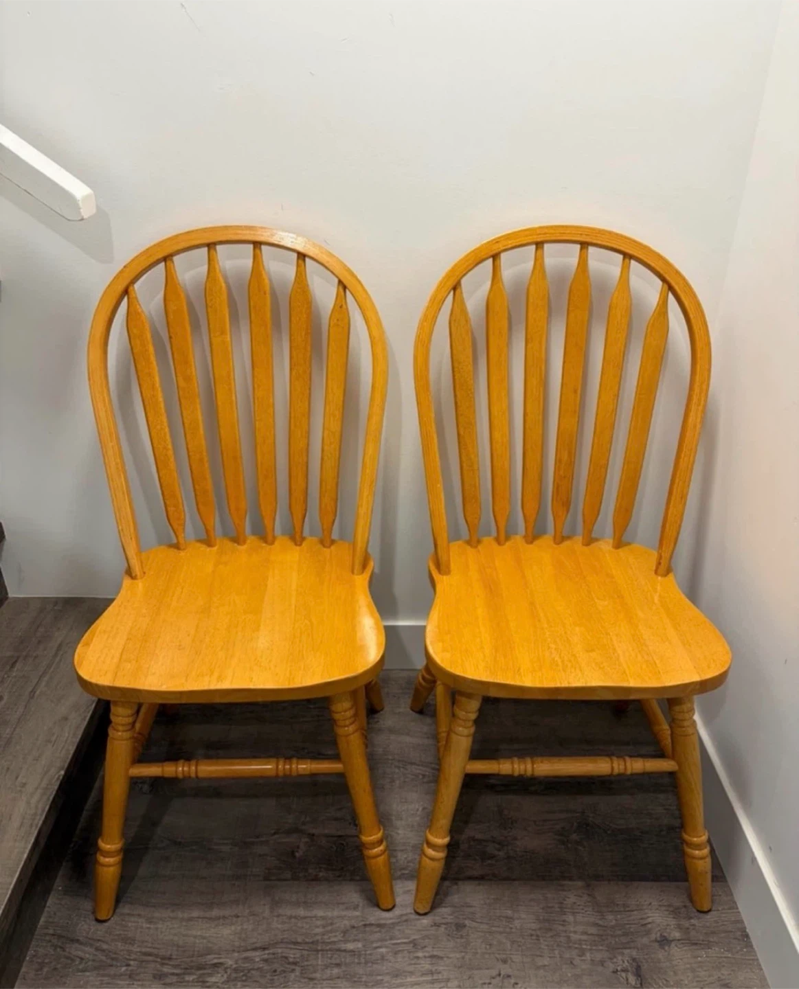 pair of wooden chairs for $30