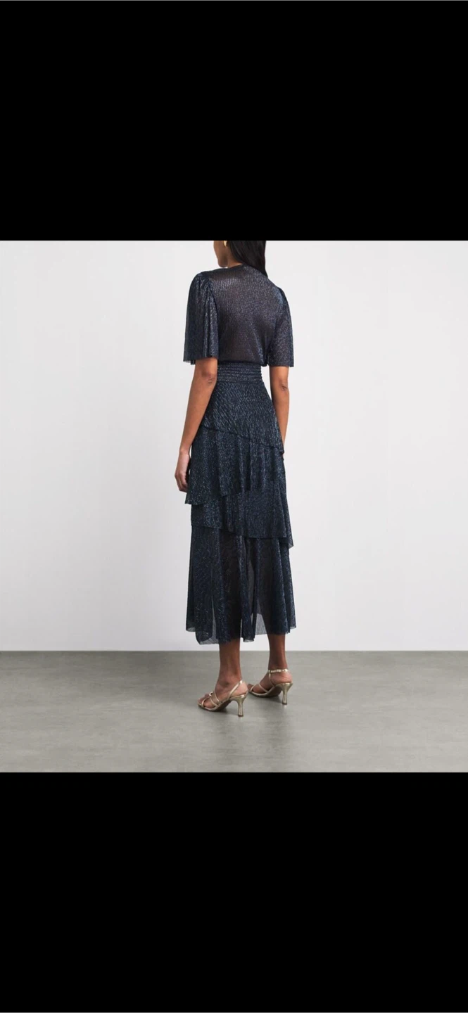 Maje metallic ruffled midi dress - photo 2